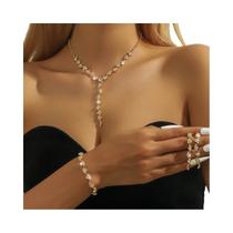 Conjunto De Joias Femininas Com Flores Geométricas 4 Peças: Colar, Brincos, Pulseira Presente Para