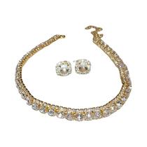 Conjunto De Joias Femininas Com Strass Brilhantes 2024: Brincos E Colar Amarelos Para Festas E Conjunto De Joias Femininas Com Strass Brilhantes 2024: Brincos E Colar Amarelos Para Festas E