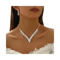 Conjunto De Joias Femininas Com Strass: Brincos, Colar, Pulseira E Anel Presente Para Casamento,