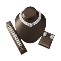 Conjunto De Joias Femininas De Luxo Leve Com Pérolas E Turquesa 4 Peças: Colar, Brincos E Pulseira Conjunto De Joias Femininas De Luxo Leve Com Pérolas E Turquesa 4 Peças: Colar, Brincos E Pulseira