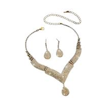 Conjunto De Joias Femininas Elegantes Com Zircônia E Strass Em Formato De Gota D'água, 3 Peças: Conjunto De Joias Femininas Elegantes Com Zircônia E Strass Em Formato De Gota D'água, 3 Peças: