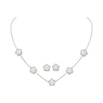 Conjunto De Joias Femininas Em Aço Inoxidável Banhado a Ouro 14K Com Trevo, Colar E Brincos (2