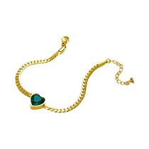 Conjunto De Joias Femininas Em Aço Inoxidável Com Cristais Em Formato De Coração: Colar E Pulseira