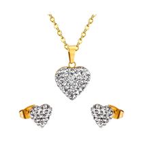 Conjunto De Joias Femininas Em Aço Inoxidável Estilo Coreano Com Colar E Brincos De Zircônia Cúbica Conjunto De Joias Femininas Em Aço Inoxidável Estilo Coreano Com Colar E Brincos De Zircônia Cúbica