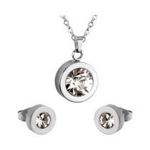 Conjunto De Joias Femininas Em Aço Inoxidável Estilo Coreano Com Colar E Brincos De Zircônia Cúbica Conjunto De Joias Femininas Em Aço Inoxidável Estilo Coreano Com Colar E Brincos De Zircônia Cúbica
