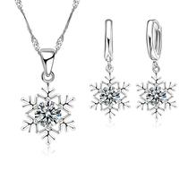 Conjunto De Joias Femininas Em Prata Esterlina 925 Com Zircônia E Cristal CZ, Colar E Brincos, Conjunto De Joias Femininas Em Prata Esterlina 925 Com Zircônia E Cristal CZ, Colar E Brincos,
