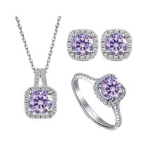 Conjunto De Joias Femininas Em Prata Esterlina S925 Com Colar, Anel E Brincos De Diamante Moissanite
