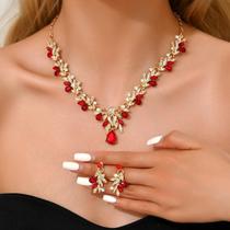 Conjunto De Joias Femininas Modernas Com Colar De Corrente E Brincos Em Formato De Folha E Gota, Conjunto De Joias Femininas Modernas Com Colar De Corrente E Brincos Em Formato De Folha E Gota,