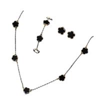 Conjunto De Joias Femininas Trevo De Cinco Folhas Sorte E Beleza: Pulseira, Brincos E Colar