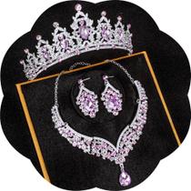 Conjunto de joias FIRCRE Crystal Bridal Tiara Crown para mulheres