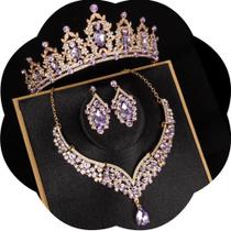 Conjunto de joias FIRCRE Crystal Bridal Tiara Crown para mulheres