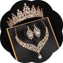 Conjunto de joias FIRCRE Crystal Bridal Tiara Crown para mulheres