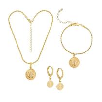 Conjunto de Jóias Folheado a Ouro 18K com Pingente São Bento