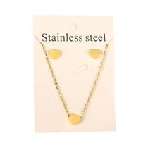 Conjunto De Joias Geométricas Em Aço Inoxidável Banhado a Ouro E Prata, Colar E Brincos, Para