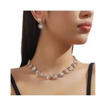 Conjunto De Joias Geométricas Redondas Para Mulheres, Colar E Brincos, Presentes Para Casamentos E