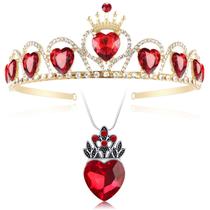 Conjunto de joias HEIKLN Descendant Gold Tiara Red Heart Crown Conjunto de joias HEIKLN Descendant Gold Tiara Red Heart Crown
