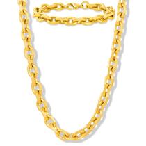 Conjunto de joias Invicta Knife Edge Oval Link Gold em aço inoxidável
