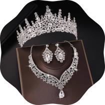 Conjunto de joias Kamirola, tiaras e coroas para mulheres (TR28), prata