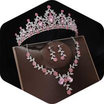 Conjunto de joias Kamirola, tiaras e coroas para mulheres (TR45), rosa
