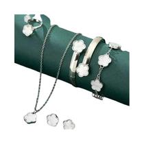 Conjunto De Joias Lucky Flower Com 6 Peças: Pulseira, Colar, Anel E Brincos De Acrílico