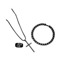 Conjunto De Joias Masculinas Punk Hip Hop Em Aço Inoxidável 55 Peças Brincos De Zircônia Pulseira