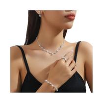 Conjunto De Joias Minimalistas Femininas 5 Peças Brincos De Corrente Com Garras Colares Pulseiras