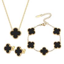 Conjunto de joias Mujahid Clover banhado a ouro 18K para mulheres
