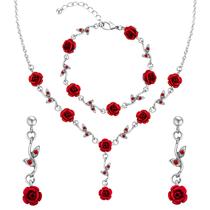 Conjunto de joias Nanafast vermelho/rosa choque, colar, pulseira, brincos