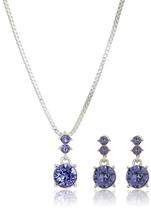 Conjunto de joias Nine West Purple Colar, brincos, tom prateado Conjunto de joias Nine West Purple Colar, brincos, tom prateado