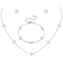Conjunto de Joias ORAZIO Banhado a Ouro 14K com Flor de Zircônia Cúbica em Prata