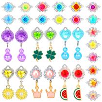 Conjunto de joias para crianças ALOTJOY, anéis de strass e brincos com clipe