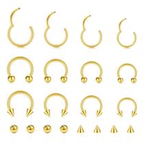 Conjunto de Joias para Piercing NIUSIMAN 16G Aço Inoxidável Dourado Conjunto de Joias para Piercing NIUSIMAN 16G Aço Inoxidável Dourado