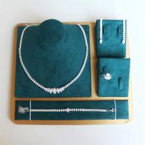 Conjunto De Joias Românticas Para Casamento 4 Peças Colar De Zircônia Brilhante Conjunto De Joias Românticas Para Casamento 4 Peças Colar De Zircônia Brilhante