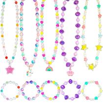 Conjunto de joias SIELEVIN, colar infantil, pulseira, unicórnio, arco-íris