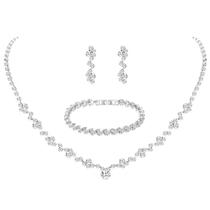 Conjunto de Joias Tatibana Crystal Silver - Colar, Brincos e Pulseira