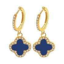 Conjunto De Joias Trevo De Quatro Folhas Da Sorte, Colar Com Pingente Incrustado E Brincos De Alta