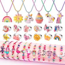 Conjunto de joias WESAYEE Unicorn Necklace Bracelet para meninas 4-8 Conjunto de joias WESAYEE Unicorn Necklace Bracelet para meninas 4-8