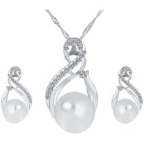 Conjunto de joias Wokex Pearl Pendant Colar e Brincos