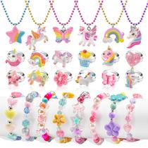 Conjunto de joias XFFfun Little Girls Unicorn de 4 a 6 anos com 26 peças
