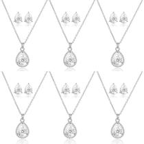 Conjunto de joias ZHUWE Bridesmaid Necklace Brincos 6 conjuntos de prata Conjunto de joias ZHUWE Bridesmaid Necklace Brincos 6 conjuntos de prata