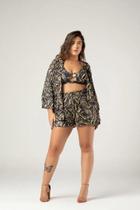Conjunto de Kimono e Short Mid New Skin C609 Kimono em Poliamida