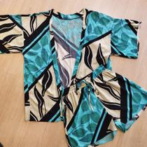 Conjunto de kimono feminino azul tam G