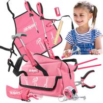 Conjunto de kit de ferramentas Hi-Spec 18 peças rosa para crianças com bolsa de ferramentas de 5 a 7 anos ou mais