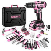 Conjunto de kits de ferramentas: furadeira elétrica sem fio de 20V DEKOPRO Pink DKMT186-GP