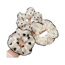 Conjunto De Laços De Cabelo De Tecido Floral Com Poás Para Mulheres, Scrunchies Elásticos