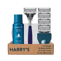 Conjunto de lâminas Harry's para homens, 1 alça com 4 recargas de lâminas e gel Conjunto de lâminas Harry's para homens, 1 alça com 4 recargas de lâminas e gel