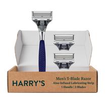 Conjunto de lâminas Harry's para homens, 1 alça cromada e 3 recargas