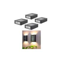 Conjunto de lâmpadas de holofote solar, 4 lâmpadas de parede externas impermeáveis