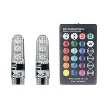 Conjunto De Lâmpadas LED RGB T10 W5w 12SMD 5050 CANbus 194 168 Flash Remoto Para Carro Leitura Luz