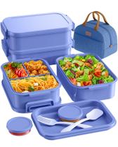 Conjunto de lancheira Bento KEMETHY 2.19L de 3 camadas com bolsa térmica roxa